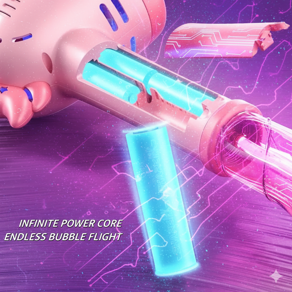 Infinite Vortex Unicorn Bubble Blaster: 360° Automatic Magic Wand with Neon Lights for Toddler Birthday Party & Outdoor Play