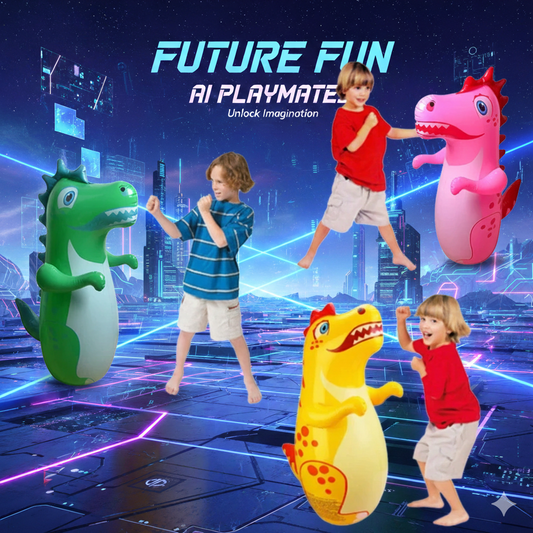 AI-Enhanced Dinosaur Inflatable Punching Bag - Durable Kids & Adults Boxing Tumbler for Outdoor/Indoor Active Play