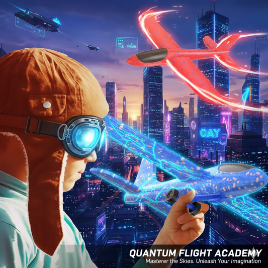 2-in-1 Quantum Glider Launcher Toy - LED Foam Airplane Shooting Gun, Outdoor Sport Catapult Plane for Boys & Girls, Birthday Gift Kids’ Interactive Flying Game