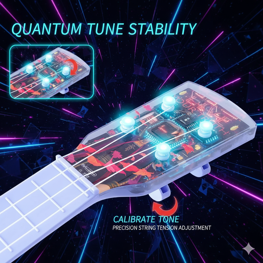 FutureGlow Sci-Fi Electronic Ukulele - 15-Inch Kids’ Musical Learning Toy with Cyberpunk Neon Lights - Perfect Educational Birthday Gift for Boys & Girls