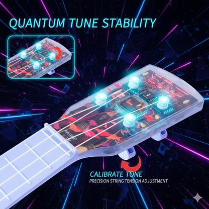 FutureGlow Sci-Fi Electronic Ukulele - 15-Inch Kids’ Musical Learning Toy with Cyberpunk Neon Lights - Perfect Educational Birthday Gift for Boys & Girls