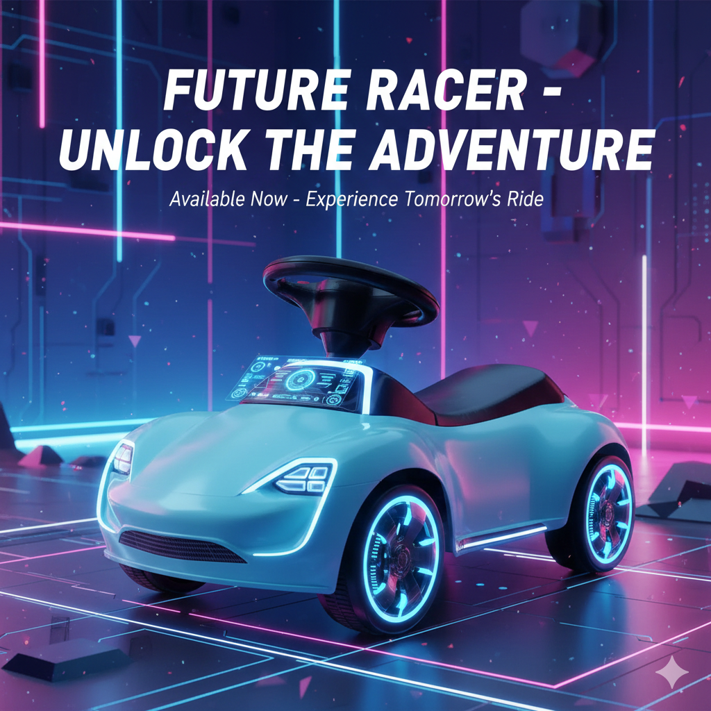 Neon Ride-On Baby Walker: Electric Future Kids Push Car with Silent Wheels & Music, Interactive Toddler Ride-On Toy for Boys & Girls 10M - 4 Years