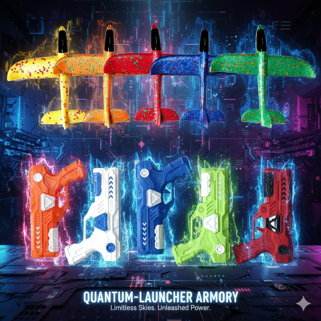 2-in-1 Quantum Glider Launcher Toy - LED Foam Airplane Shooting Gun, Outdoor Sport Catapult Plane for Boys & Girls, Birthday Gift Kids’ Interactive Flying Game