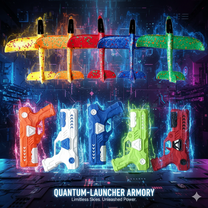 2-in-1 Quantum Glider Launcher Toy - LED Foam Airplane Shooting Gun, Outdoor Sport Catapult Plane for Boys & Girls, Birthday Gift Kids’ Interactive Flying Game