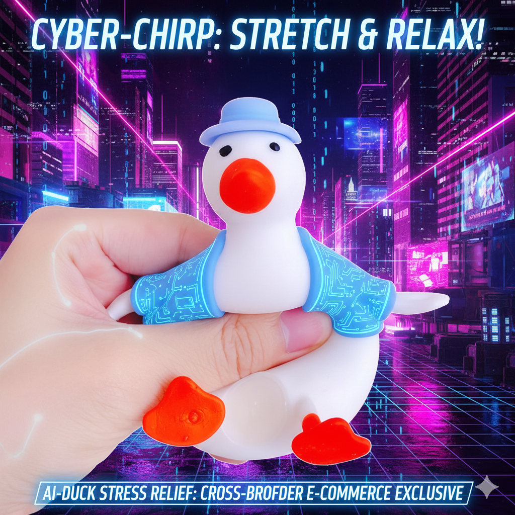 AI-Powered Cyber Duck Squishy Toy - Kawaii Slow Rising Stress Relief Squeeze Toy for Anxiety, Sensory Fidget Gift for Kids & Adults